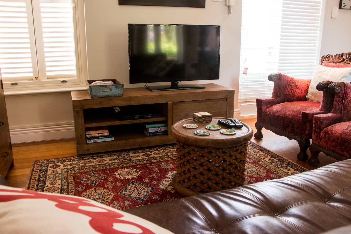 Living room of The Majestic Apartment, self-catering accommodation in Kalk Bay, Cape Town